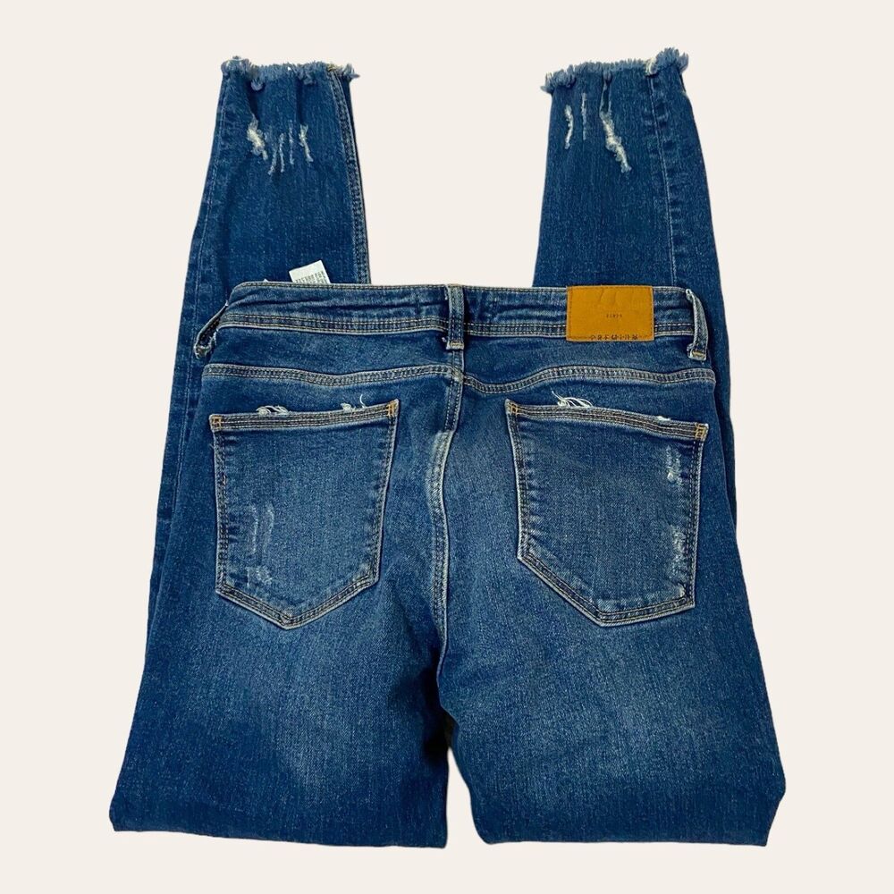 Zara Basic Z1975 Denim Skinny Jeans Womens Distressed Destroyed Size 2 Flaws